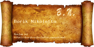 Borik Nikoletta névjegykártya